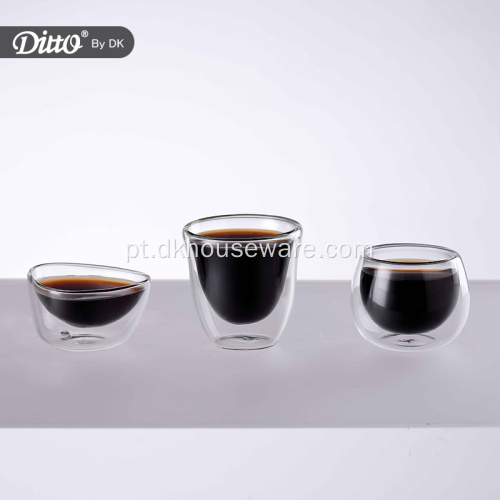 Xícara de chá de água de vidro de parede dupla mini clássica